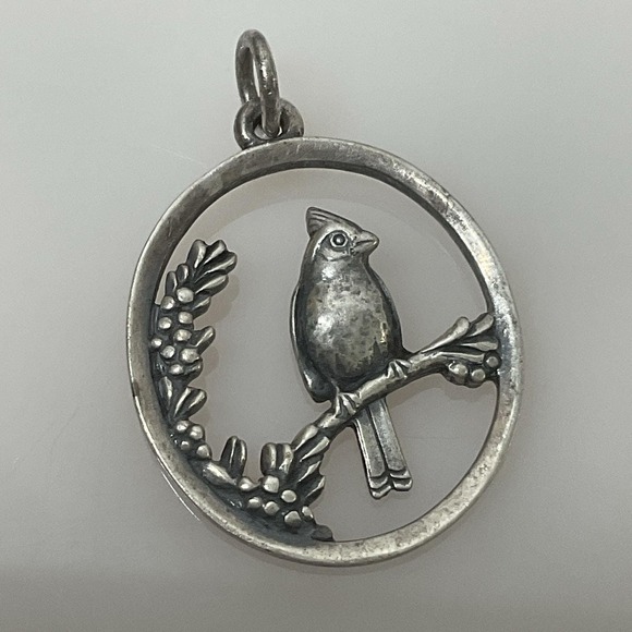 James Avery Bird Charm Sterling Silver Retired Songbird Branch Pendant 1" - Picture 2 of 7